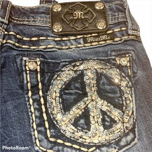 Miss Me Skinny Jeans Peace Embroidered Girls W27”